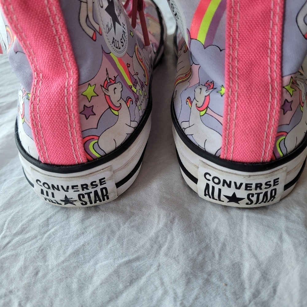 Converse Kids Unicorn High-Top Sneakers with Pink Laces Size 4 - Picture 3 of 8